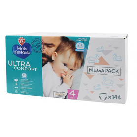 COUCHES BEBE MEGA Ultra Confort  - MOTS D'ENFANTS - 7/18KG Nr.4  X 144  