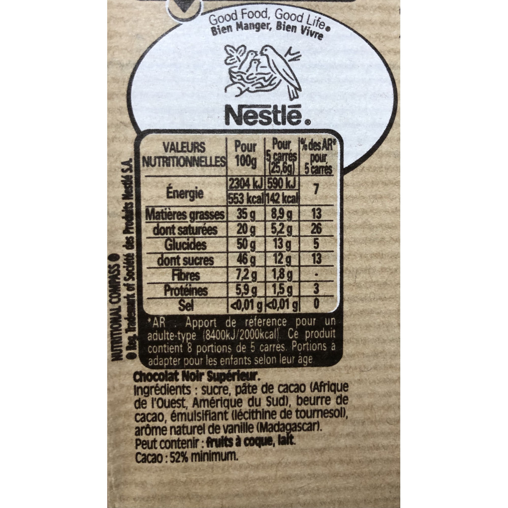 TABLETTE DE CHOCOLAT DESSERT NOIR NESTLE 205GRS - Drive Z'eclerc