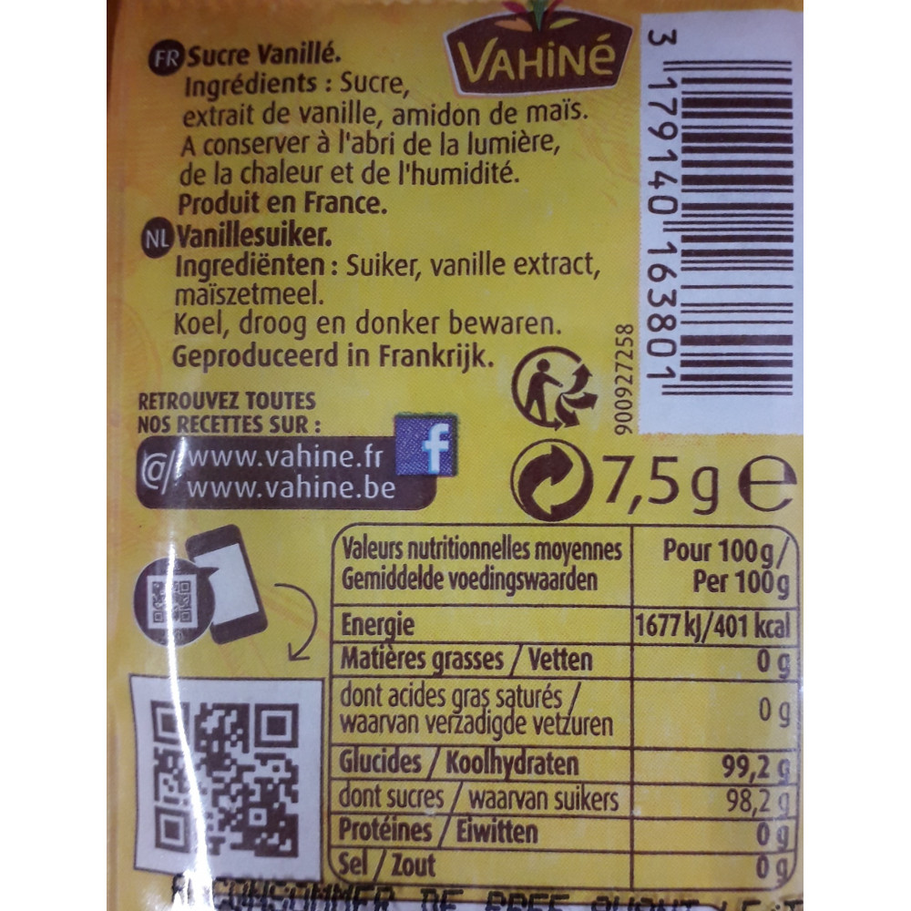 Sucre Vanillé en sachet