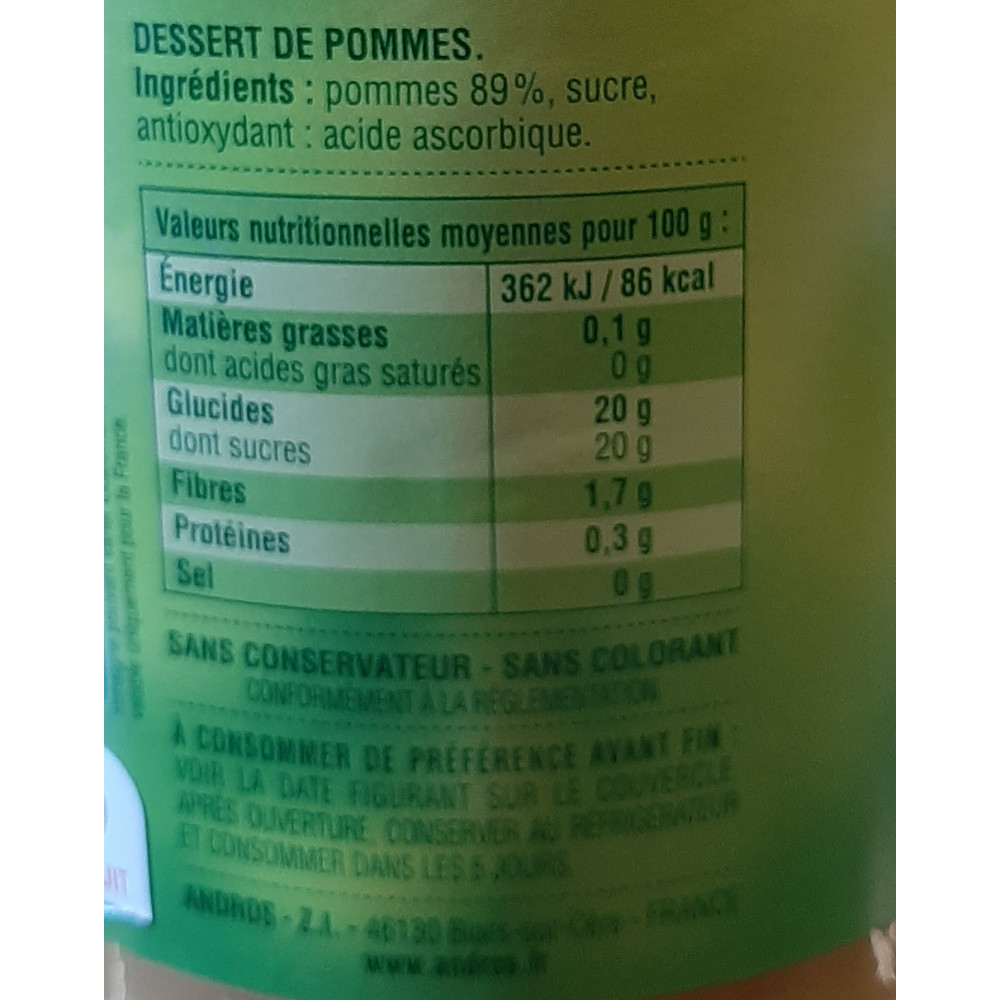 COMPOTE POMMES ANDROS 750G Drive Z'eclerc