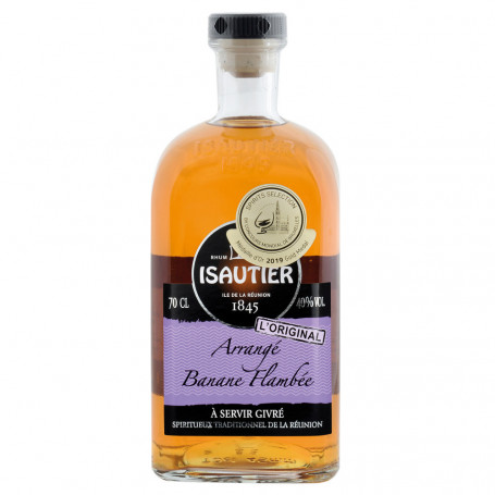 ISAUTIER Boisson à base de rhum banane flambée 40% 50cl pas cher