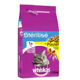 CROQUETTES POULET -CHAT STÉRILISÉ 1+ AN - WHISKAS - 1,75 KG