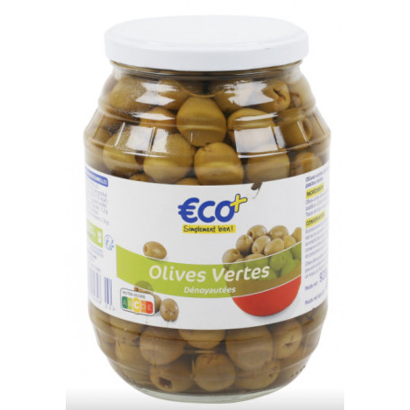 OLIVES VERTES DÉNOYAUTÉES BOCAL - 490 G