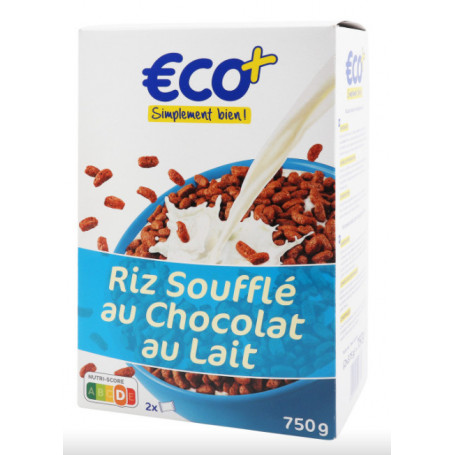 RIZ SOUFFLÉ AU CHOCOLAT AU LAIT 375 GX 2 - 750 G - ECO +