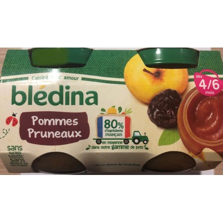 PETITS POTS POMMES PRUNEAUX - BLEDINA - 4X130G (520G)