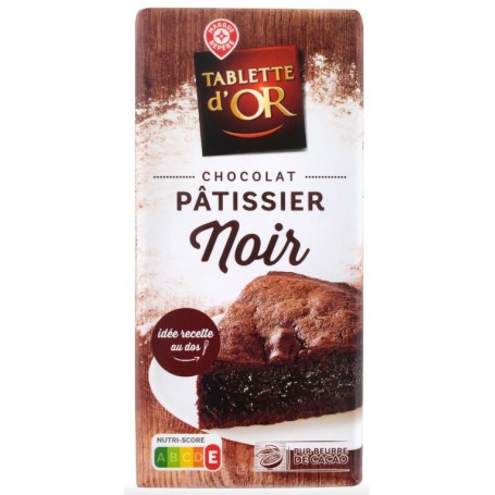 Chocolat Pâtissier Noir - TABLETTE D'OR - 200g