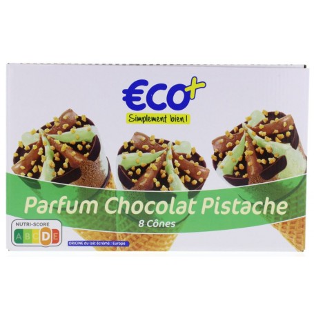 Cônes Chocolat/Pistache x8 - ECO+ - 960ml