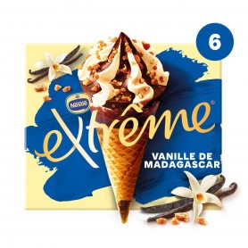 Cônes X6 Vanille de Madagascar et pépites de Nougatine-EXTREME NESTLE-426G
