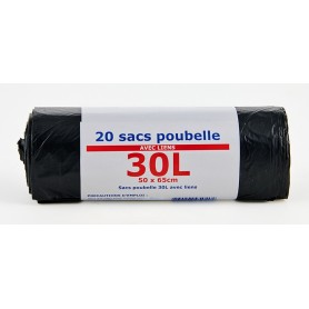 Sac poubelle avec liens 20x30L - EKOPLAST
