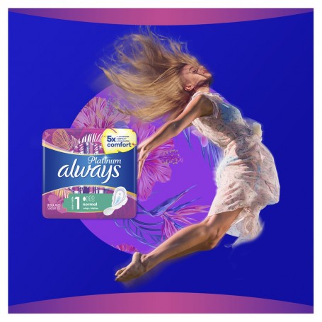 Always Platinum Normal (taille 1) Serviettes Avec Ailettes 12 Serviettes