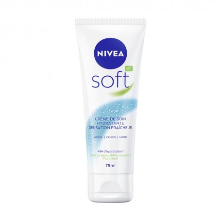Crème Hydratante Fraîcheur Visage Corps Mains Soft NIVEA le tube de 75ml