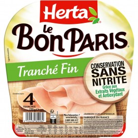 HERTA LE BON PARIS Jambon Tranché Fin sans nitrite x4 - 120g