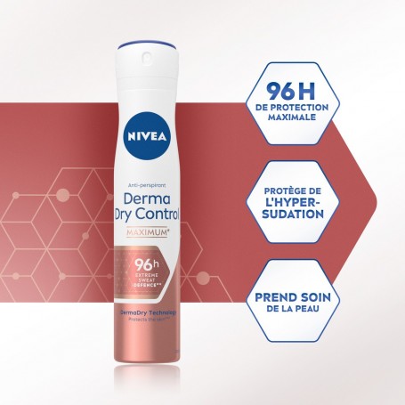 Déodorant Spray Protection transpiration 96H Derma NIVEA le spray de 200ml