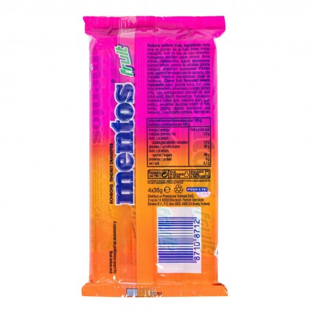 Bonbons Mentos Rouleau Fruits Multipack x4 - 152g