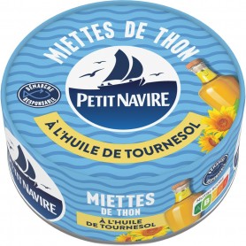 Miettes de Thon huile de tournesol Démarche Responsable PETIT NAVIRE 160g