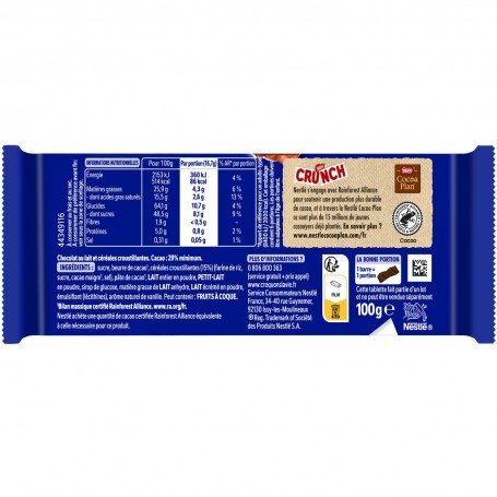 CRUNCH Lait Tablette 2 x 100g