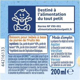 NESTLE NATURNES BIO Boisson Poire Banane - 200ml - Dès 6 mois