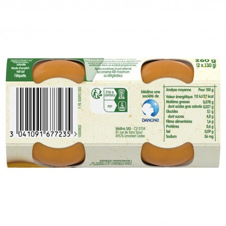 BLEDINA Mon 1er Petit Pot Carottes 2x130g Dès 4/6 mois