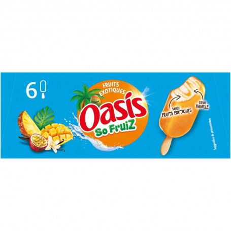 Bâtonnet OASIS SO FRUIZ vanille sauce et enrobage fruits exotiques x6
