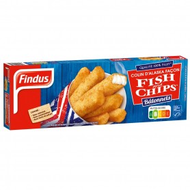Bâtonnets façon Fish  Chips* 364g *Colin d'Alaska MSC en beignet croustillant (frites non incluses).