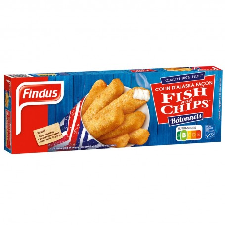 Bâtonnets façon Fish  Chips* 364g *Colin d'Alaska MSC en beignet croustillant (frites non incluses).