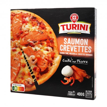 Pizza saumon/crevette Cuite sur pierre 400G TURINI