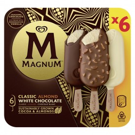 Magnum Glace Bâtonnet Classic, Amande  Chocolat Blanc 6x100ml