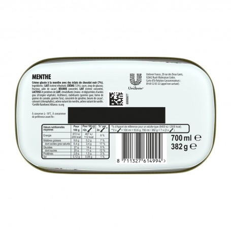 Carte D'Or Les Essentiels Glace Crème Glacée Menthe 700ml