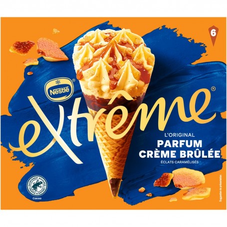 Cônes Extrême Crème Brûlée éclats Caramélisés 6x71g