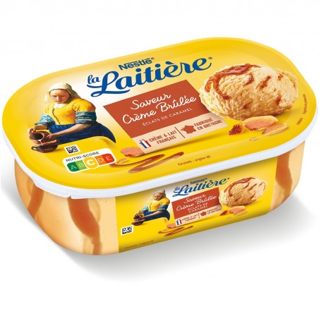 LA LAITIÈRE Bac saveur Crème Brûlée Eclats de Caramel 490 G