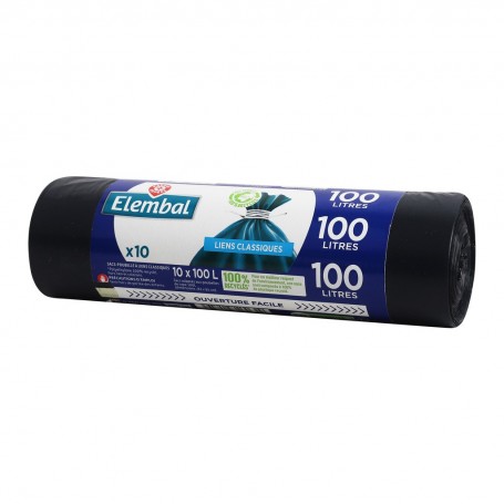 Sacs poubelle lien classique 100LX10 ELEMBAL