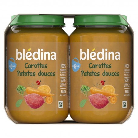 BLEDINA POTS - 2 Carottes Patates Douces / 1 Purée Carottes Choux / 1 Mousseline de Ratatouille - 4x200g dès 6 mois