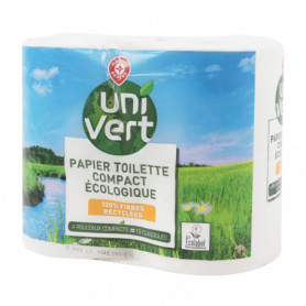 Papier toilette Uni Vert Compact écologique - x4