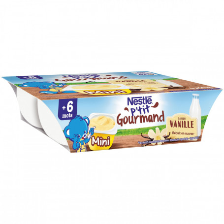 Créme  P'TIT GOURMAND Nestlé Mini Saveur Vanille - 6 x 60g - Dès 6 mois