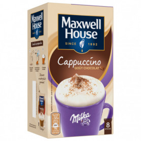CAPPUCCINO MILKA CAFE SOLUBLE STICKS X 8 MAXWELL HOUSE  176 GR