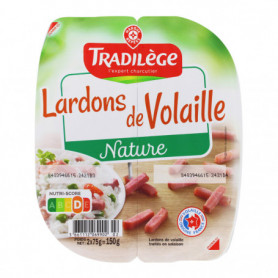 Lardons de volaille nature - Tradilège - 2 x 75 g