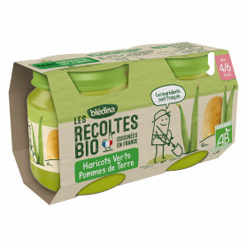 BLEDINA LES RECOLTES BIO Haricots Verts Pommes de Terre 2x130g Dès 4/6 Mois