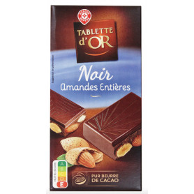 CHOCOLAT NOIR AMANDES ENTIERES TAB OR 200G