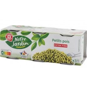 PETITS POIS EXTRA FINS 3X140G - NOTRE JARDIN