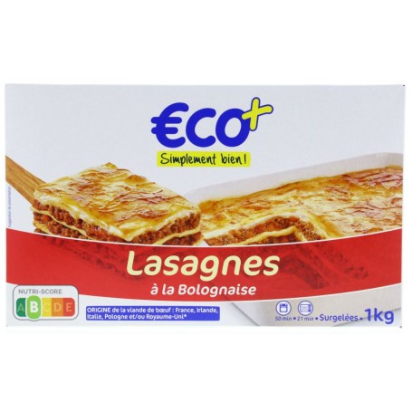 LASAGNES A LA BOLOGNAISE SURGELEES - ECO+ - 1KG