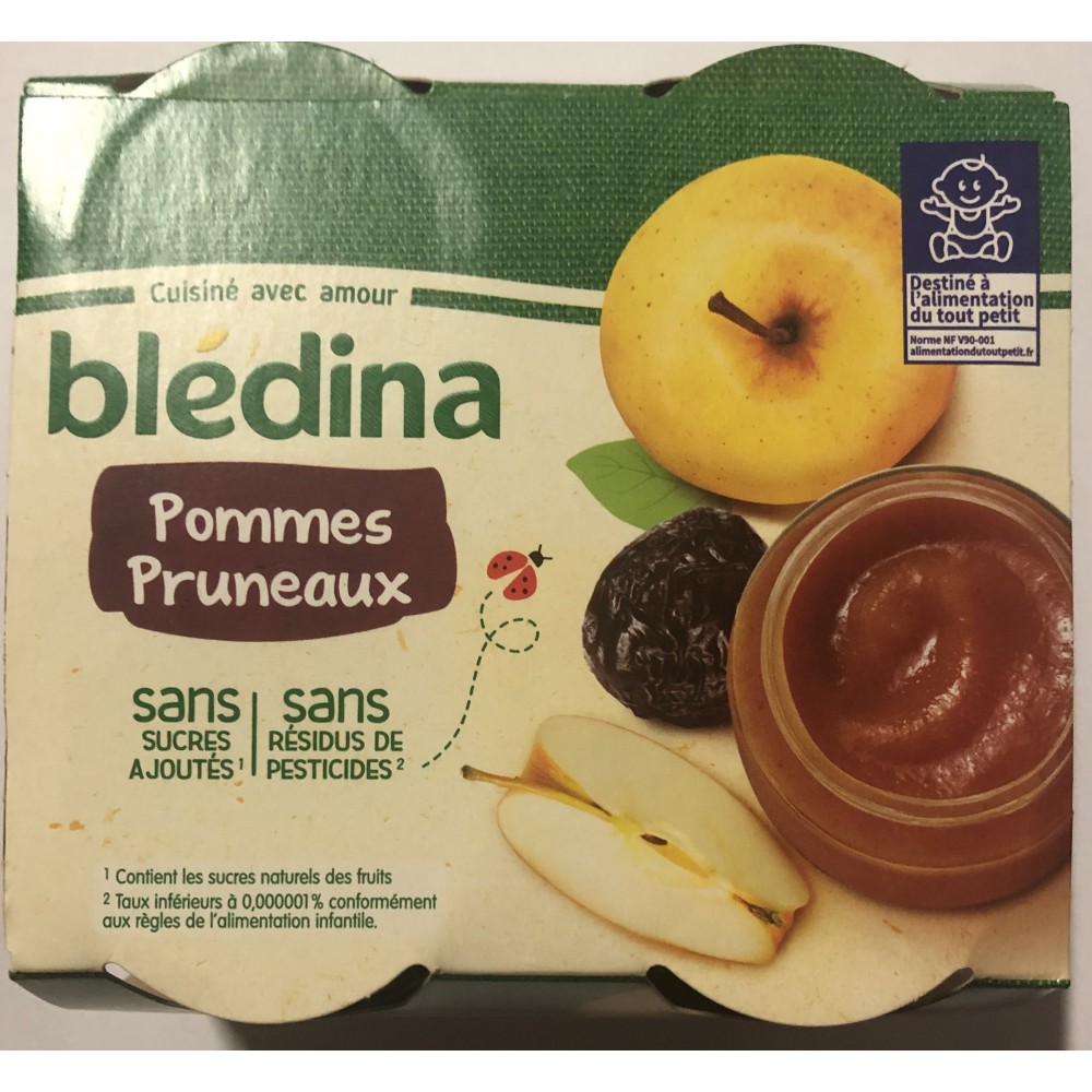 BLEDINA POT FRUITS 4x130g Pommes Pruneaux - Dès 4/6 mois - Drive Z