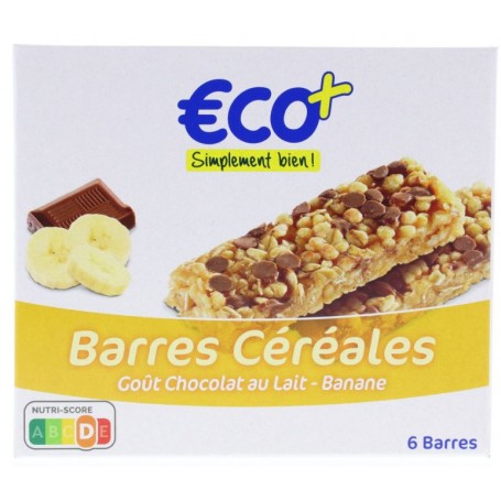 Barres de Céréales Chocolat au Lait-Banane x6 - ECO+ - 125g