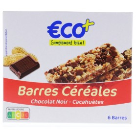 Barres de Céréales Chocolat Noir-Cacahuètes x6 - ECO+ - 126g