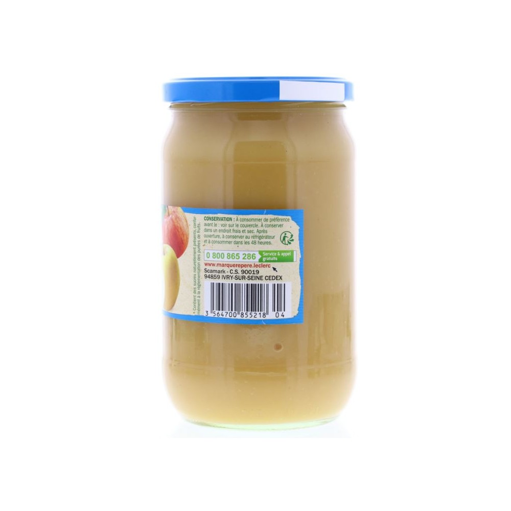 Compote de pomme Bio sans sucre ajouté bocal 700g - Vin Direct Réunion