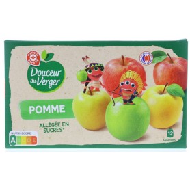 Gourdes de Compote de Pomme Allégée en sucres - DOUCEUR DU VERGER - 12x90g (1080g)