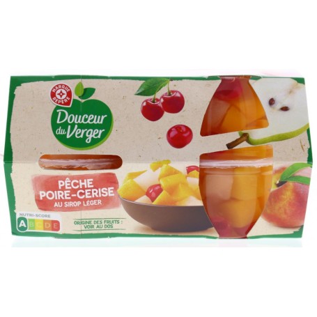 Coupelles Pêche Poire-Cerise - DOUCEUR DU VERGER - 4x70g (280g)