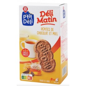 Biscuits Petit Déjeuner Pépites de Chocolat et Miel 8x4 - P'TIT DELI - 400g