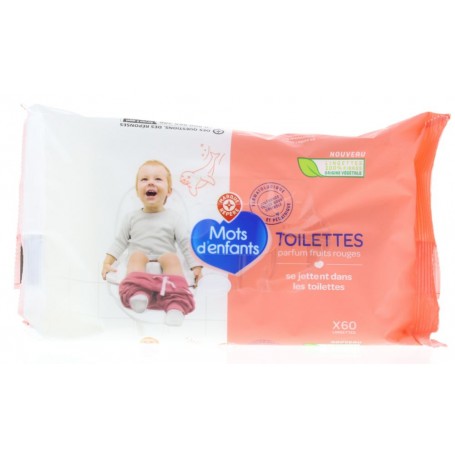 Lingettes de Toilettes pour enfants parfum Fruits Rouges x60 - MOTS D'ENFANTS