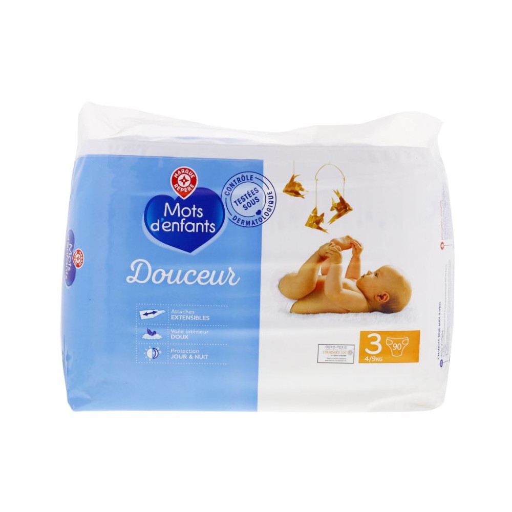 Promo change bébé douceur maxi T4 - 7/18 kg x 74 - MOTS D'ENFANTS chez  E.Leclerc