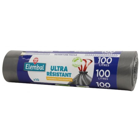 Sacs poubelle ultra-résistant 100L x 100 - ELEMBAL au meilleur prix